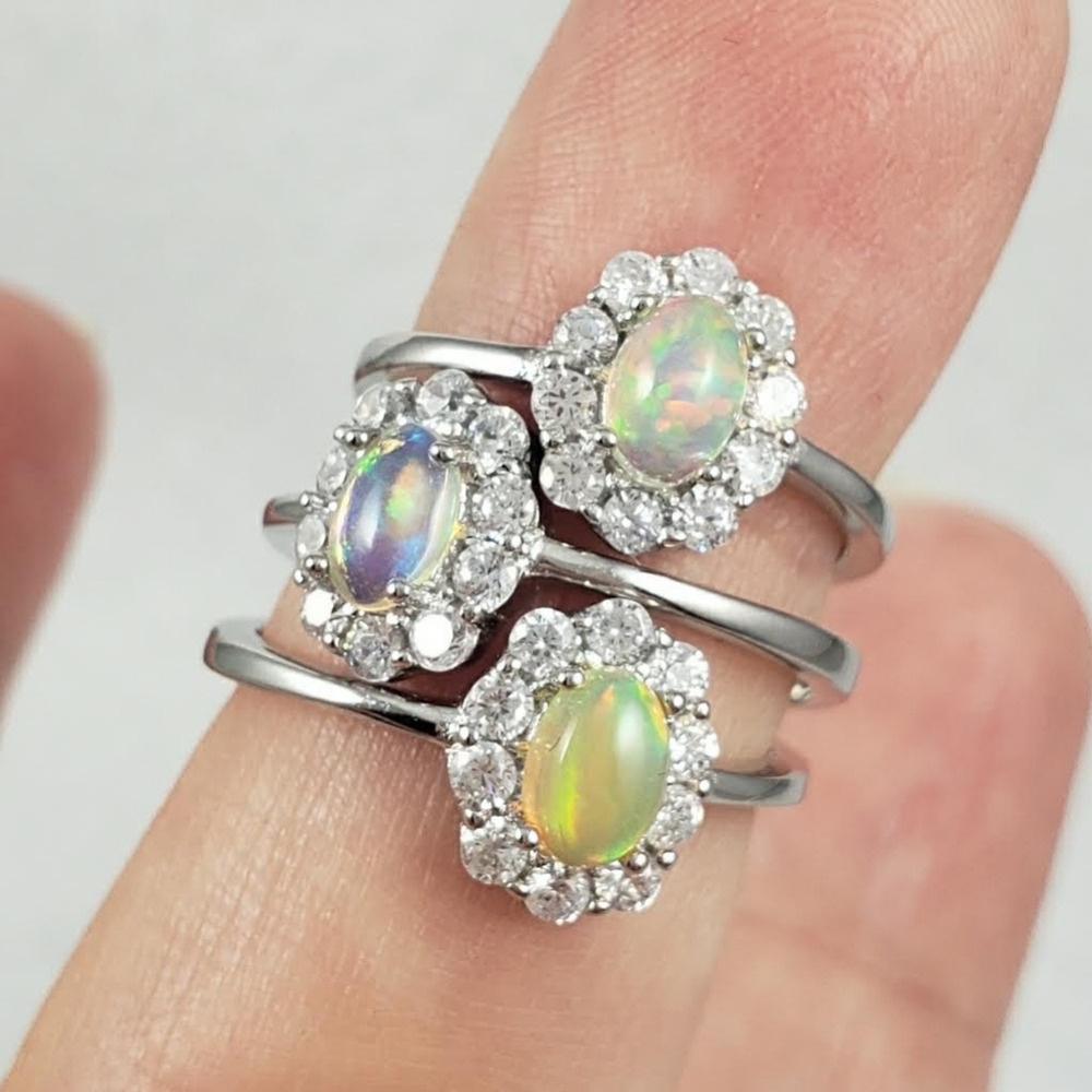 Sterling Silver Natural Opal Ring - Picture 8 of 9